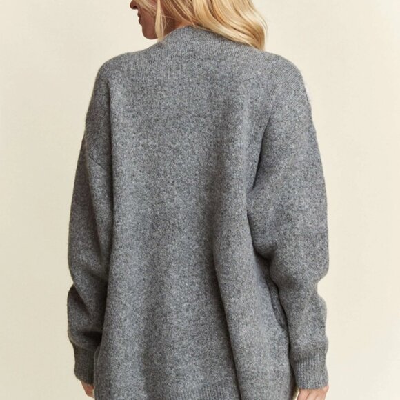 Women's Floral Two-Tone Cardigan with Pockets - Picture 5 of 7